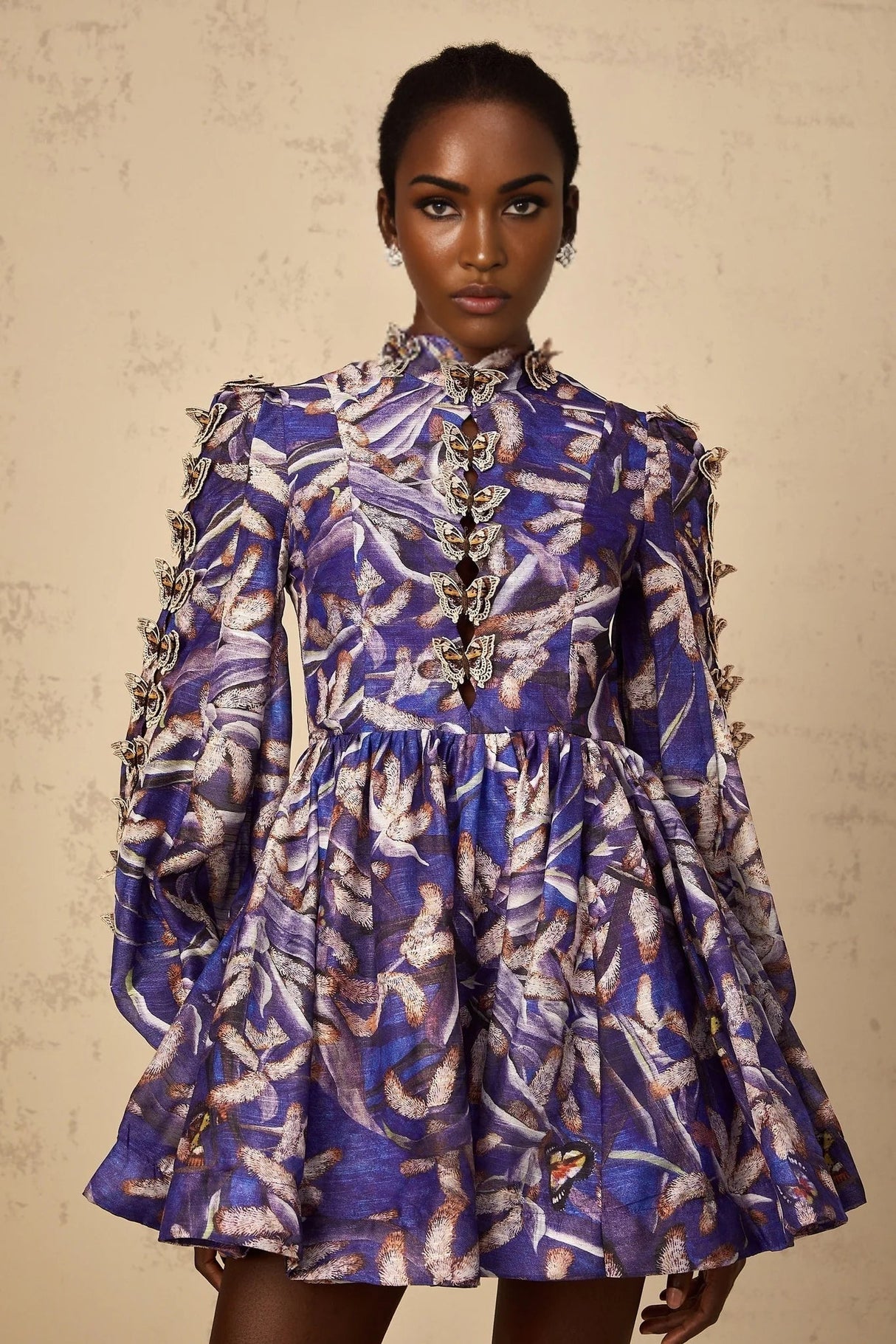 Kimberly Mini Dress Purple Butterfly - Appliqu & Cut - Out