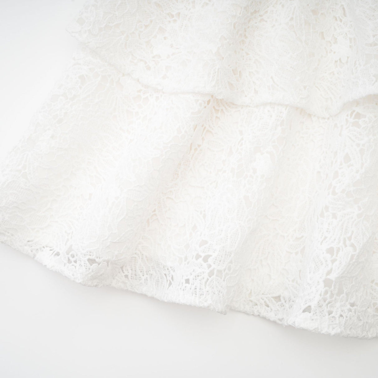 Kimberly Mini Dress White Lace Cut Out Ruffle Hem