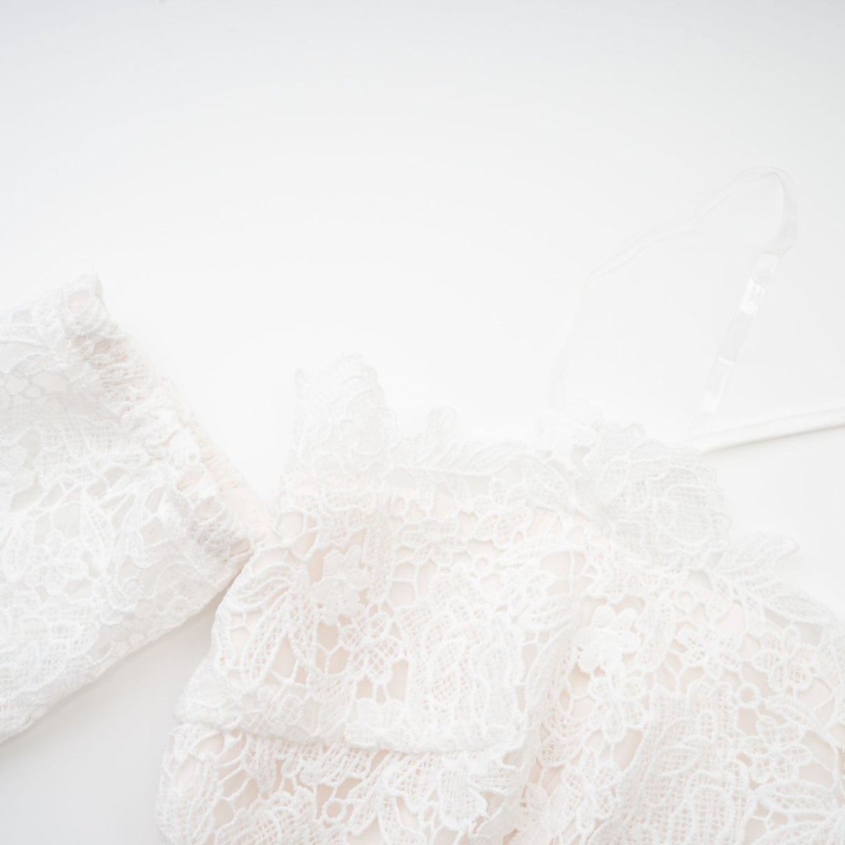 Kimberly Mini Dress White Lace Cut Out Ruffle Hem