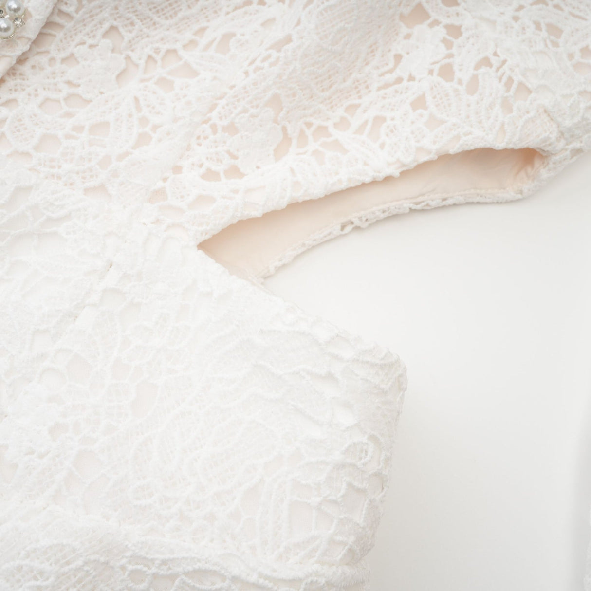 Kimberly Mini Dress White Lace Cut Out Ruffle Hem