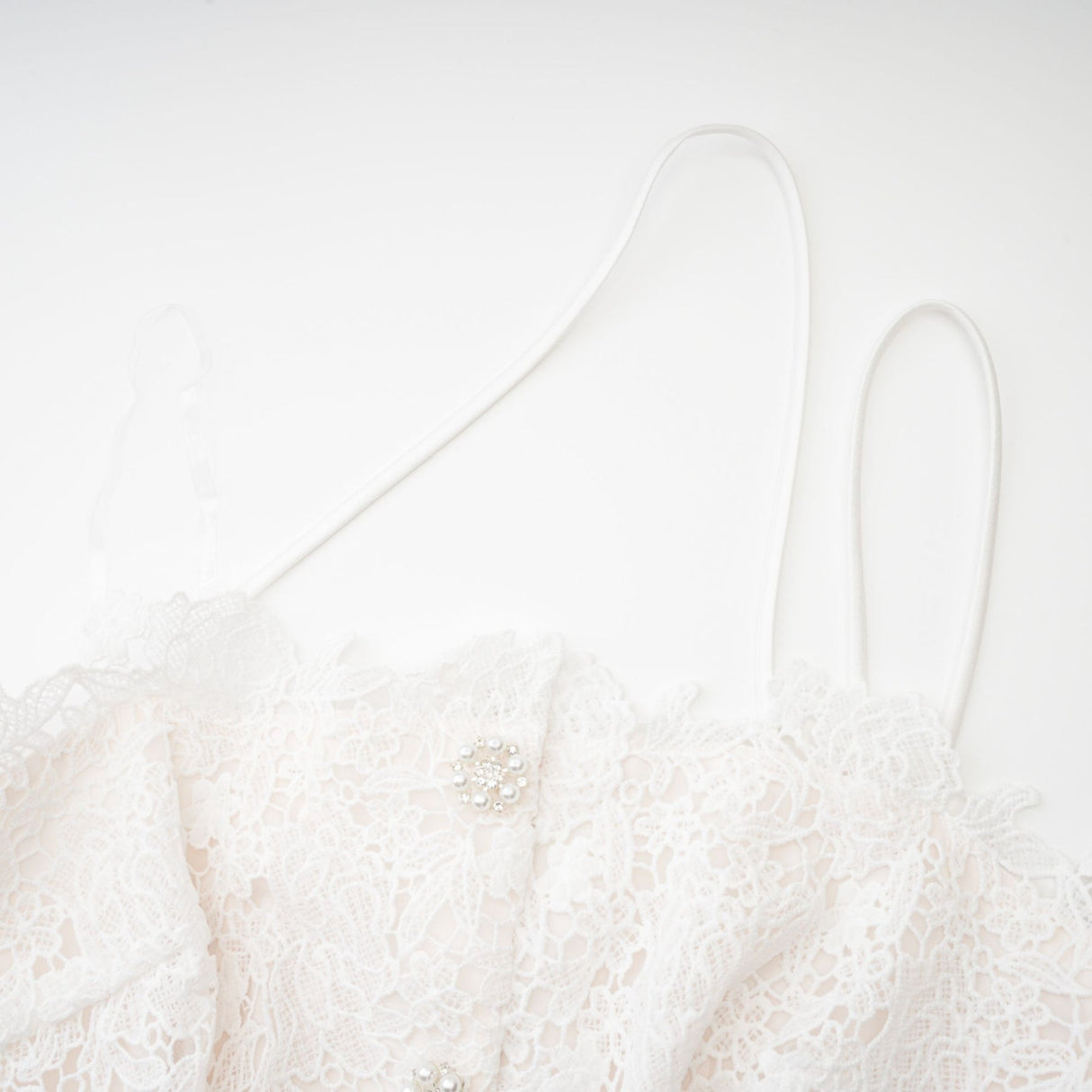 Kimberly Mini Dress White Lace Cut Out Ruffle Hem