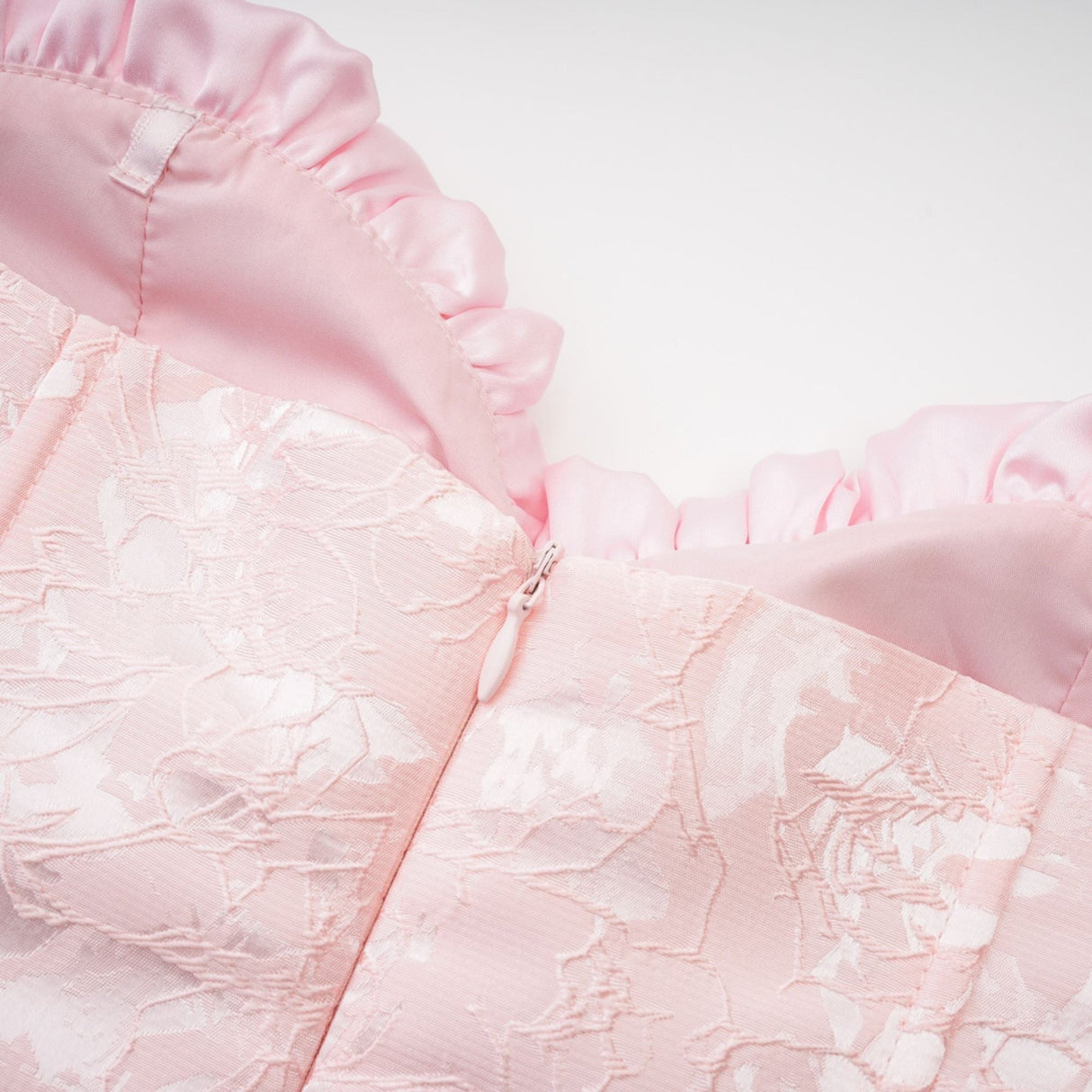 Lacey Mini Dress Pink Jacquard Off The Shoulder Flare Hem