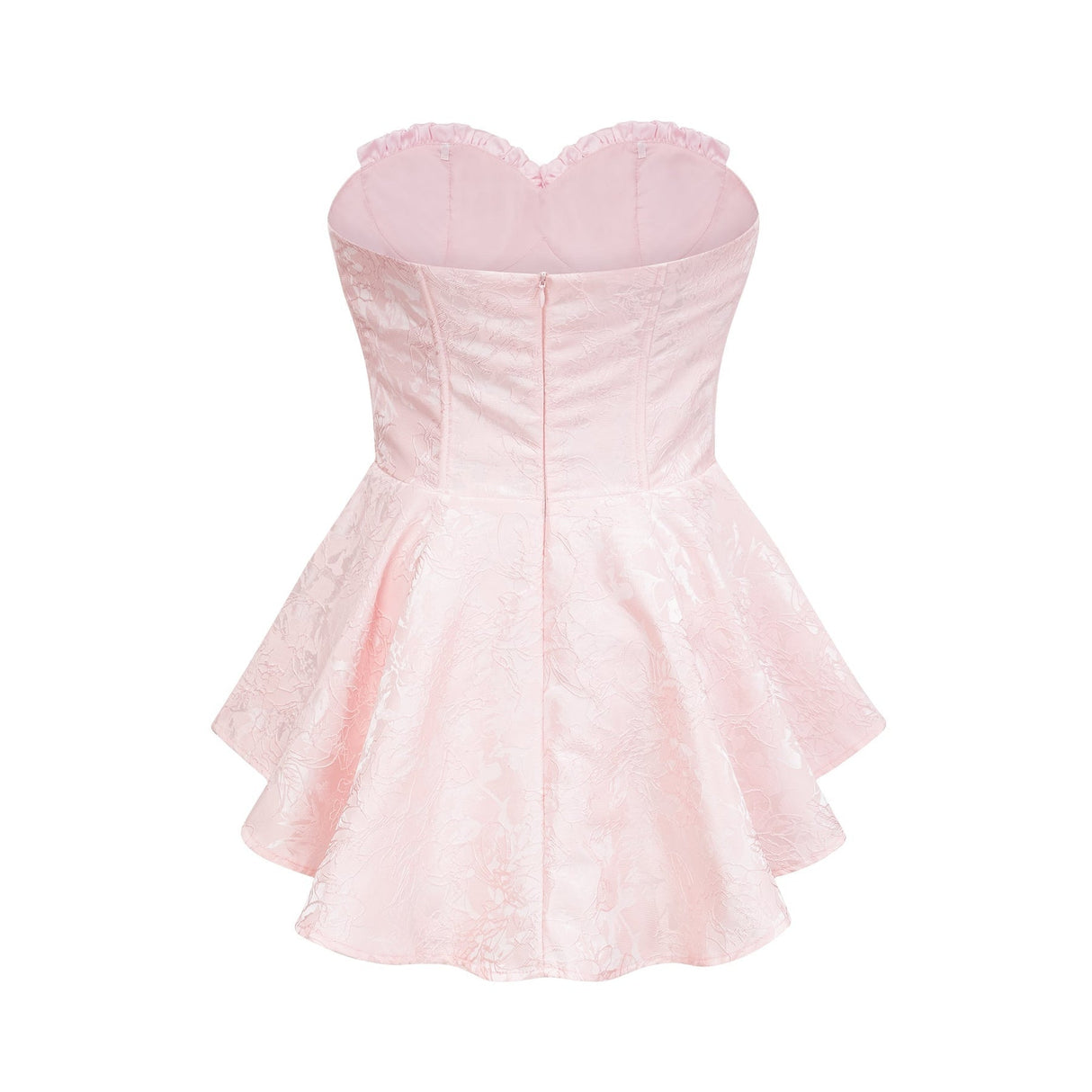 Lacey Mini Dress Pink Jacquard Off The Shoulder Flare Hem