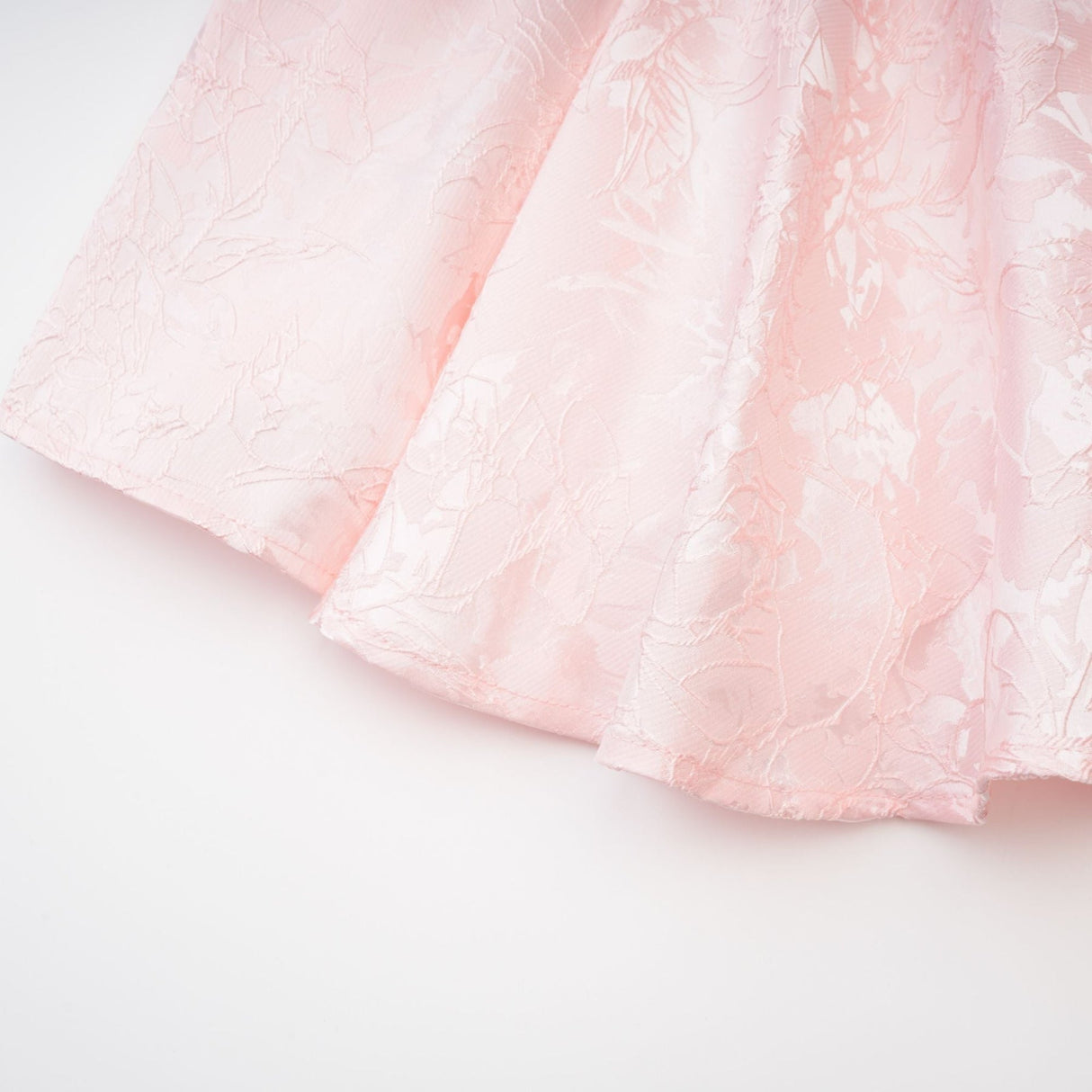 Lacey Mini Dress Pink Jacquard Off The Shoulder Flare Hem