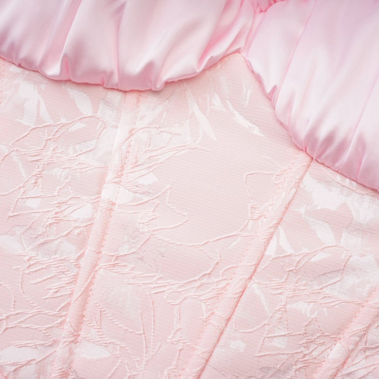 Lacey Mini Dress Pink Jacquard Off The Shoulder Flare Hem