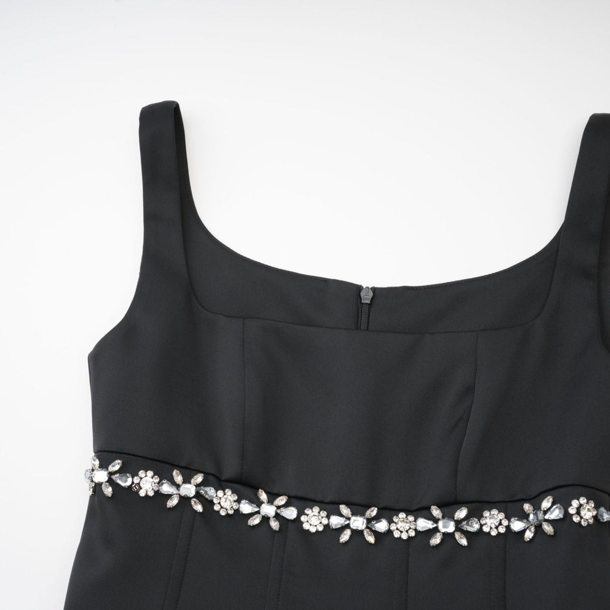 Laila Dress Black Flared Crystal Embellished & Pleated