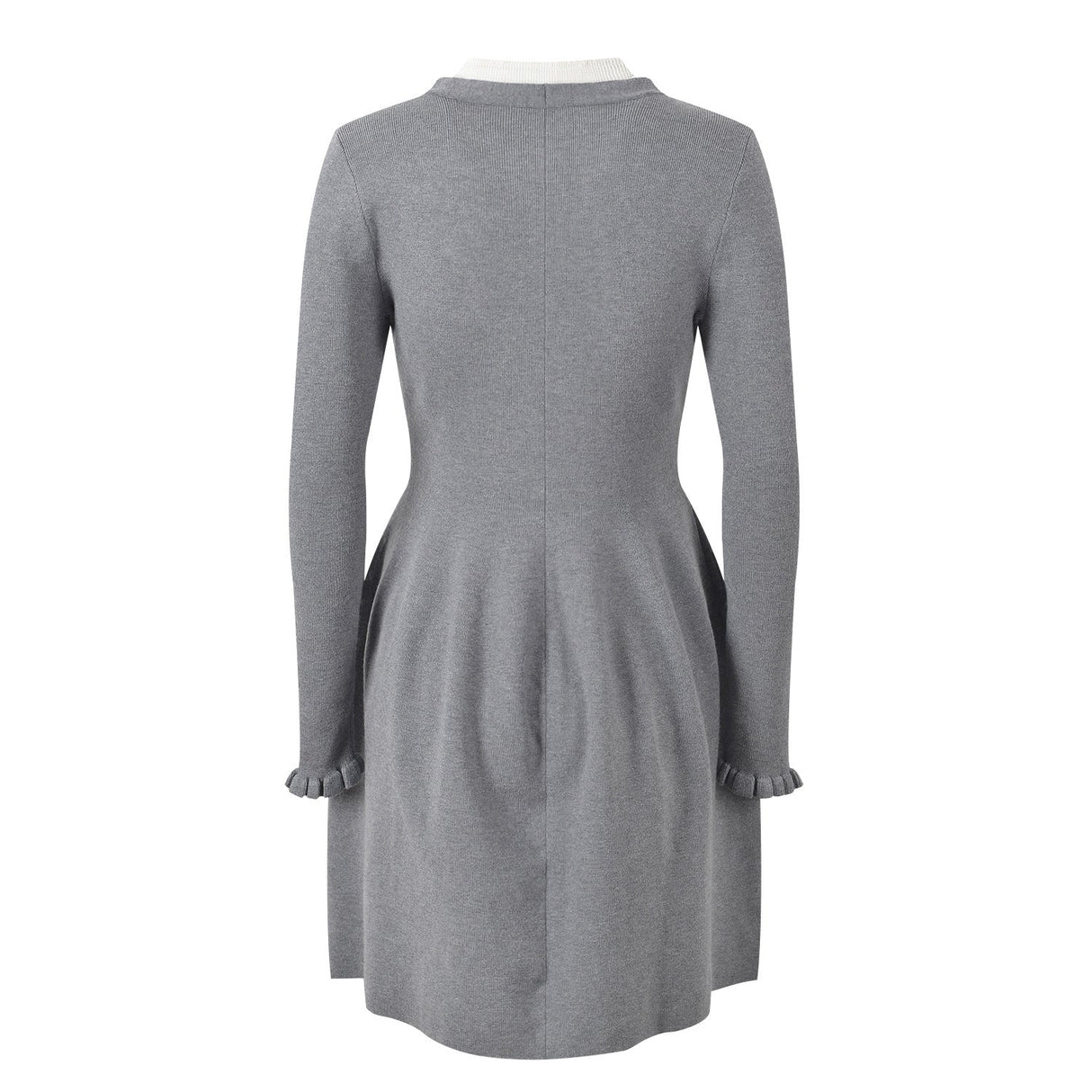 Laila Dress - Figure - Enhancing Silhouette - Elegant Layered Look - Deep V - Neck With Bow Accent - Frilled Cuffs & Bow