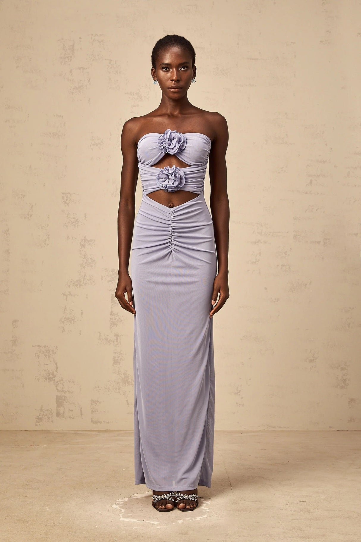 Laila Maxi Dress Lavender 3D - Petal Corset & Ruched