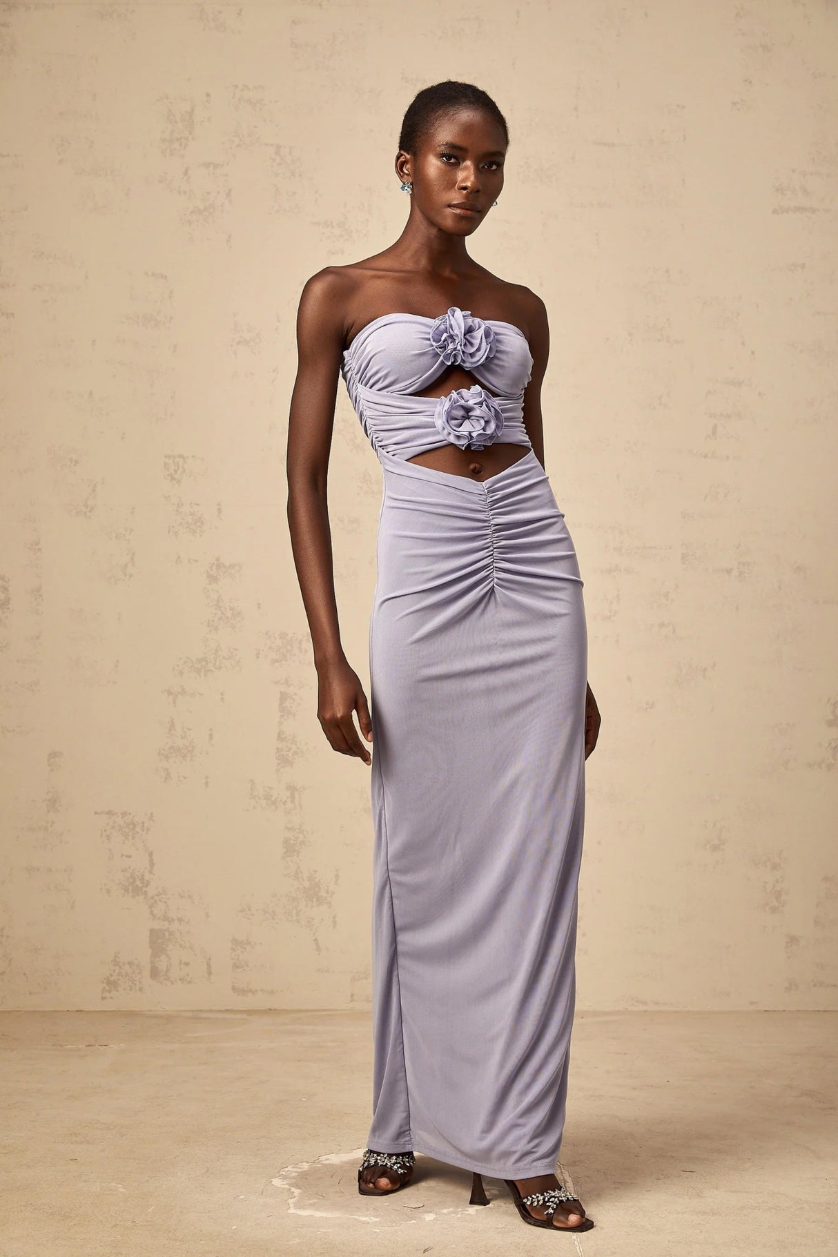 Laila Maxi Dress Lavender 3D - Petal Corset & Ruched