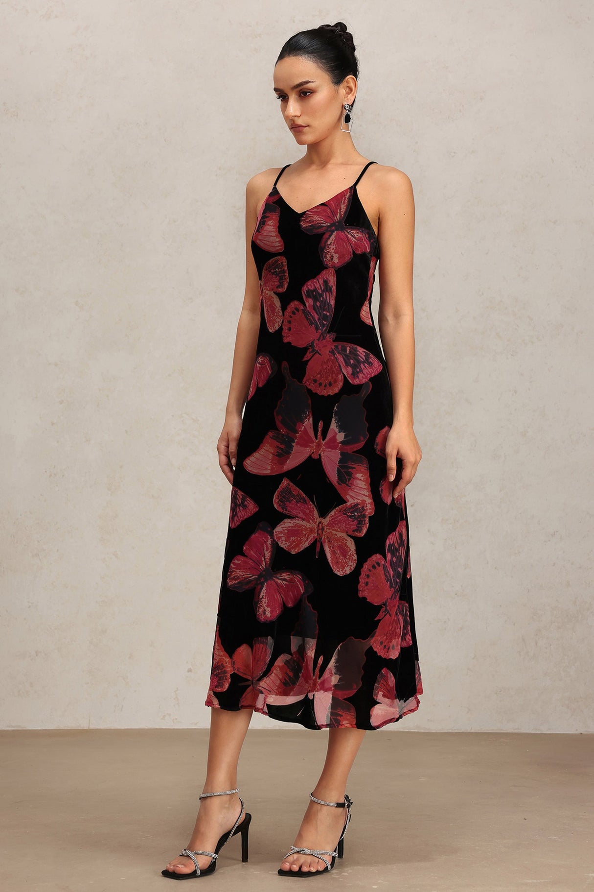 Lana Black Butterfly Print Halter Dress for Special Occasions