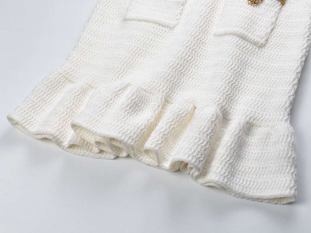 Lana Dress - Fitted Silhouette With Flared Hem - Long - Sleeve Design - Tailored Fit - Elegant Embellished Details