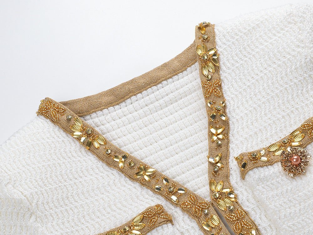 Lana Dress - Fitted Silhouette With Flared Hem - Long - Sleeve Design - Tailored Fit - Elegant Embellished Details