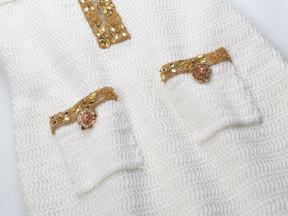 Lana Dress - Fitted Silhouette With Flared Hem - Long - Sleeve Design - Tailored Fit - Elegant Embellished Details