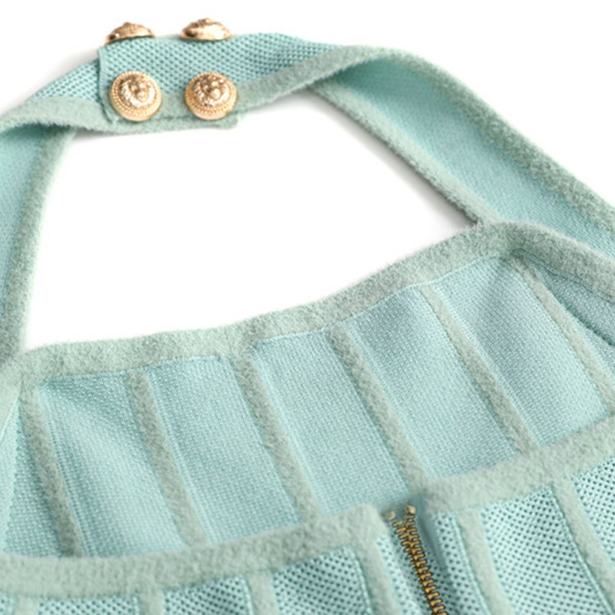 Lana Mini Dress Light Green Halter Flare Knit