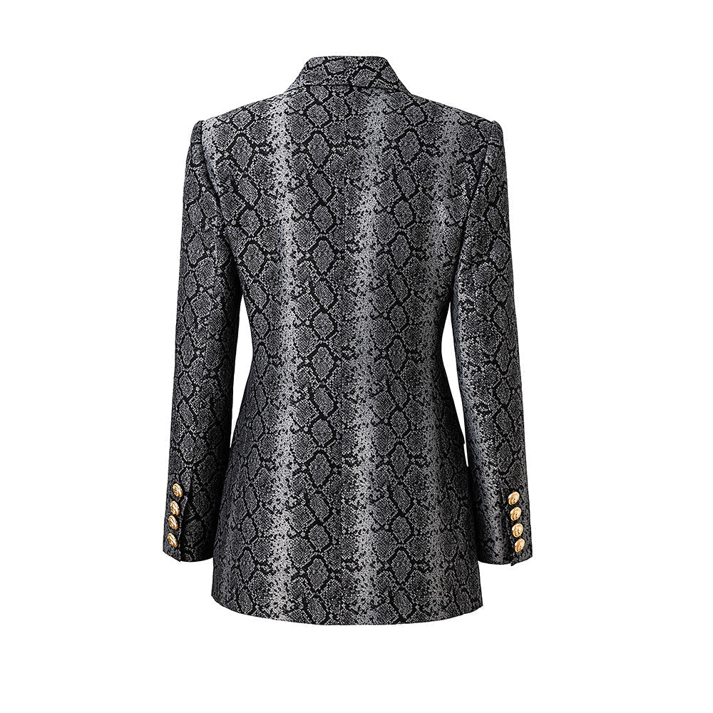 Landry Blazer - Tailored Silhouette - Snake Print Design - Metallic Accents - Slim Fit - Button Details