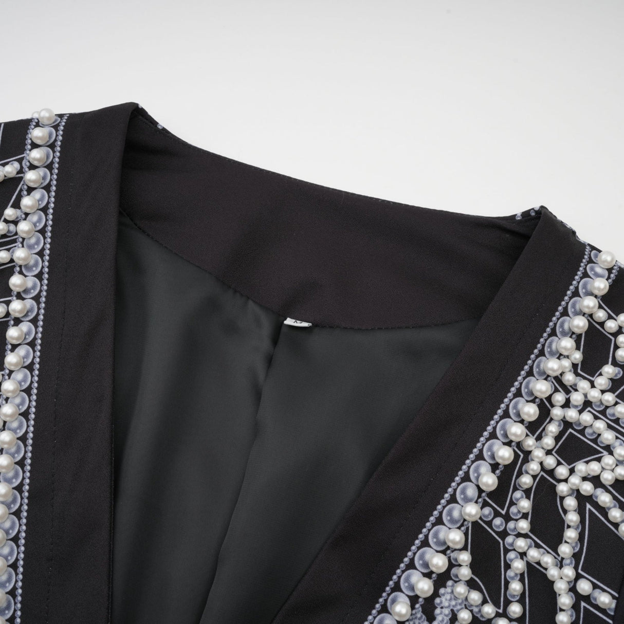 Laney Blazer Black & White Pattern VNeck Dress