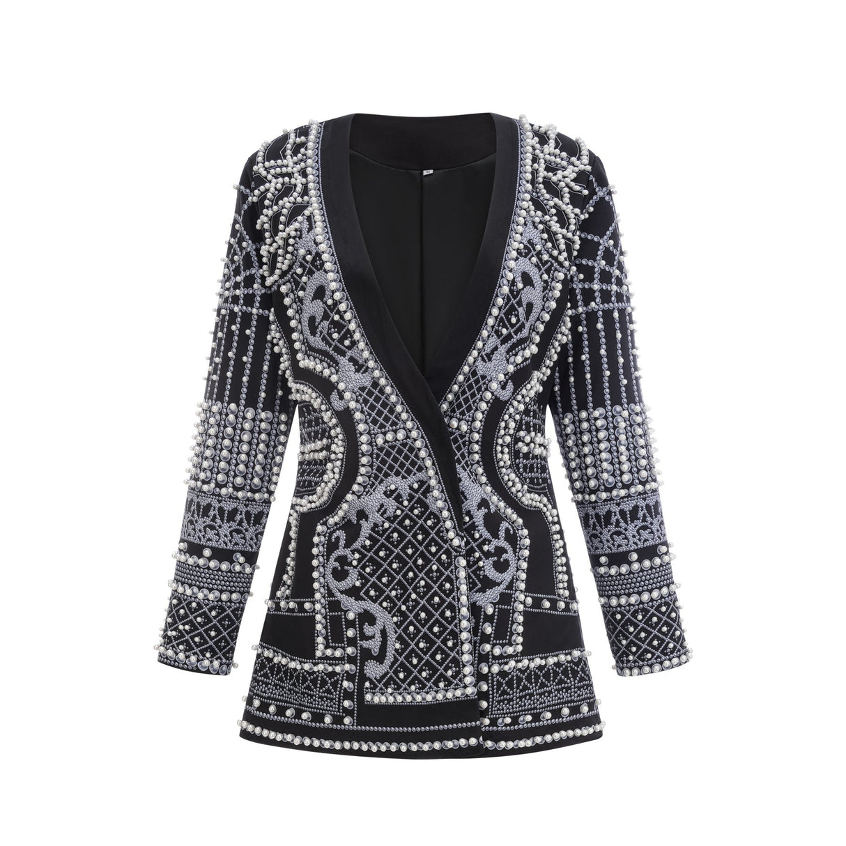 Laney Blazer Black & White Pattern VNeck Dress