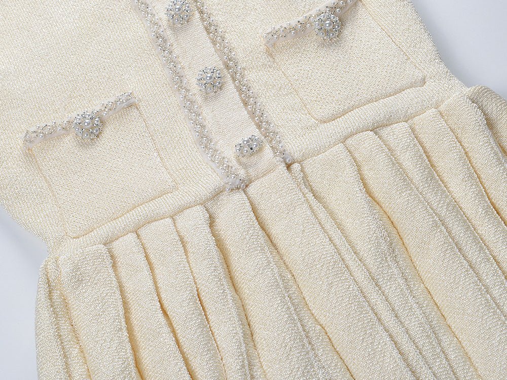 Laney Dress - A - Line Silhouette With Fitted Bodice - Button - Down Pleated Skirt - Tailored Fit - Embellished Buttons & Pockets