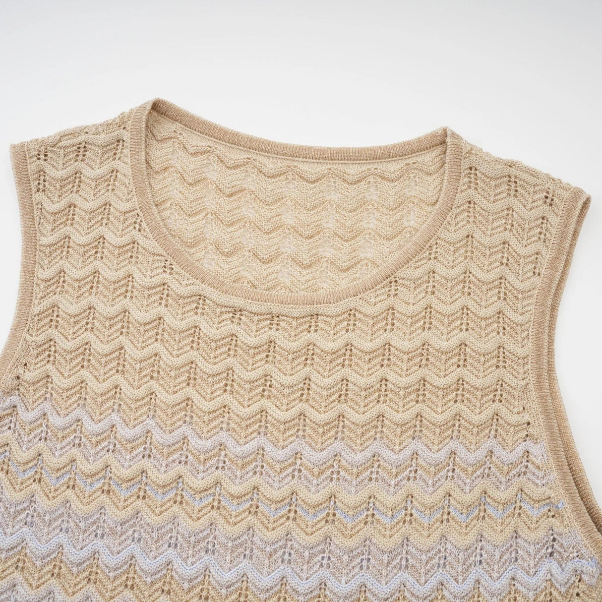 Laney Midi Dress Neutrals & Blue Ribbed Knit Texture