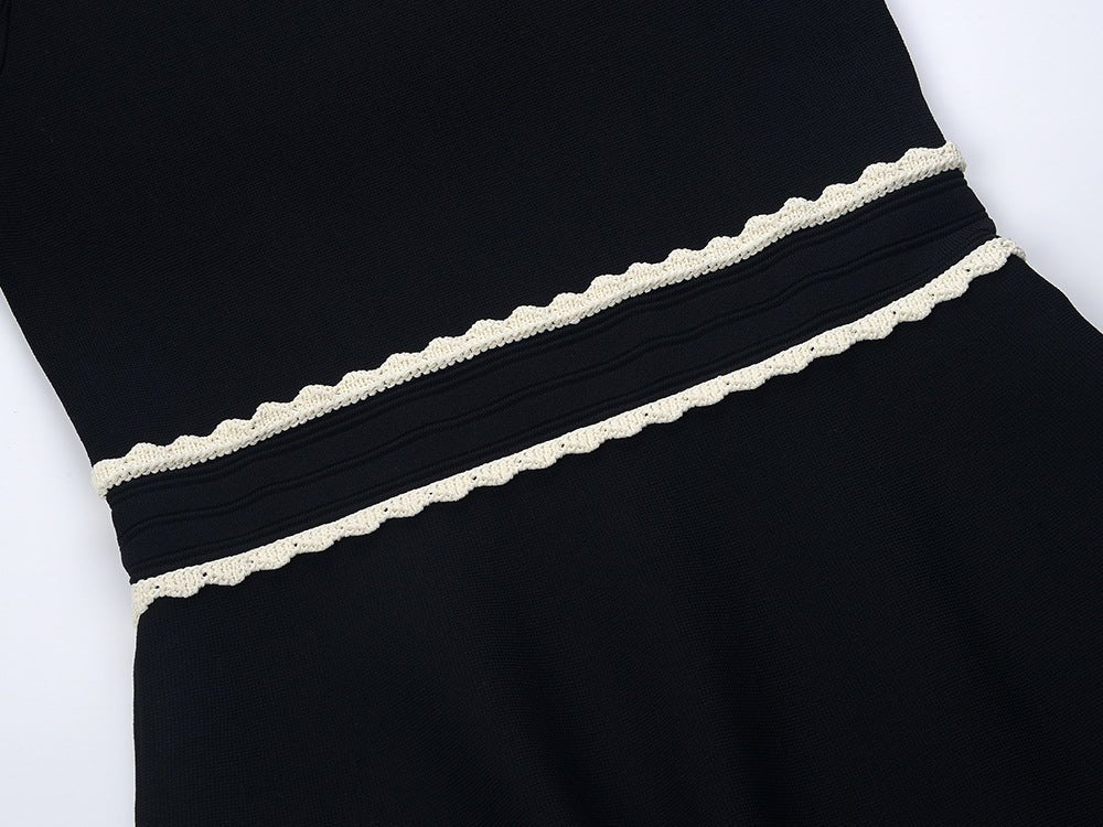 Laura Dress - A - Line Silhouette - Vintage - Inspired Lace Collar - Structured Fit - Puffed Sleeves