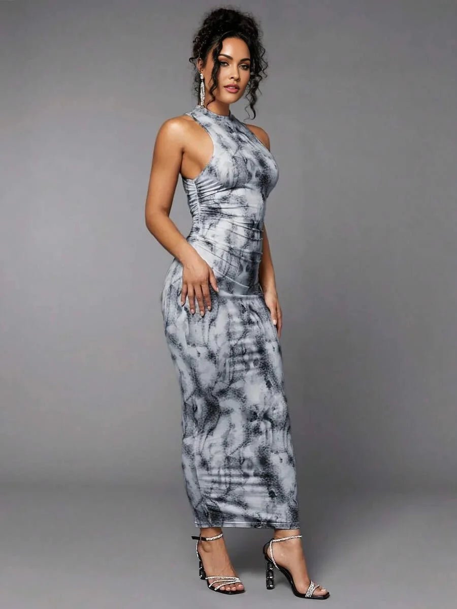 Laura Maxi Dress - Refined Style - Slim Fit - Sleeveless - High Stretch Fabric Elasticity - Ruched - Mid Waist - Premium Quality