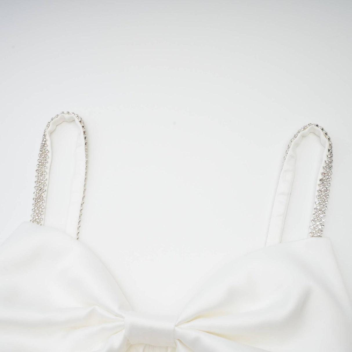 Lauretta Mini Dress Diamond Shoulder Straps Bowknot Embroidered