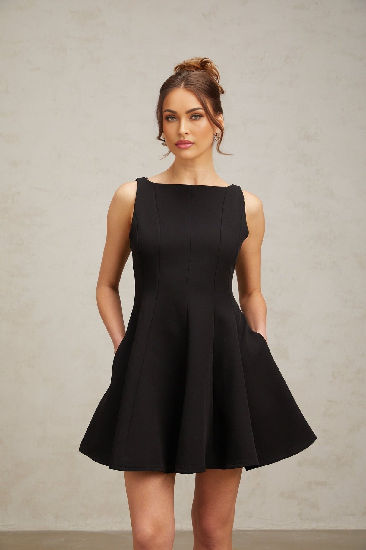 Lauretta Mini Dress Lauretta Sleeveless Flare Hem Black Dress