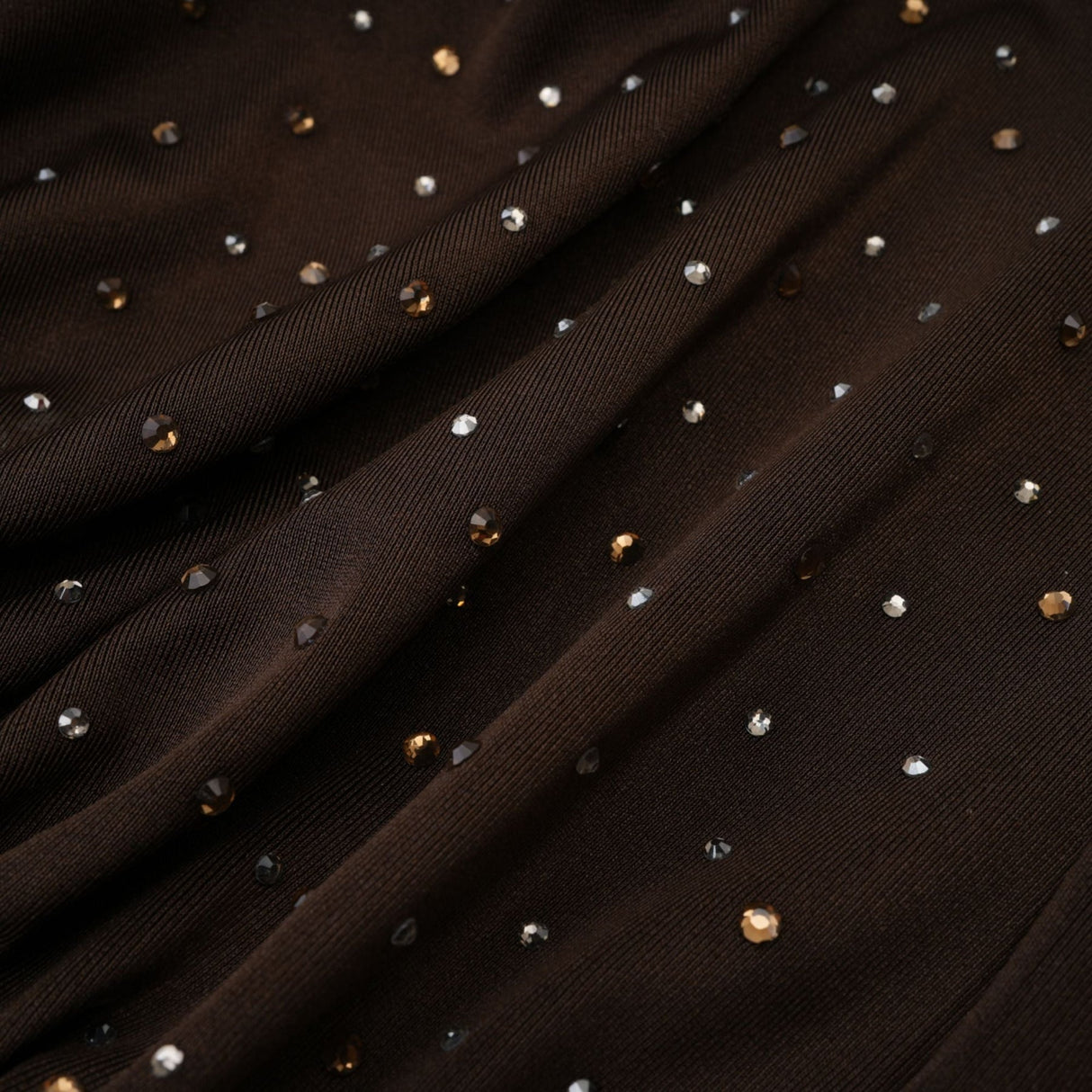 Lavinia Bodysuit Brown Crystal Embellished Detachable Sleeves