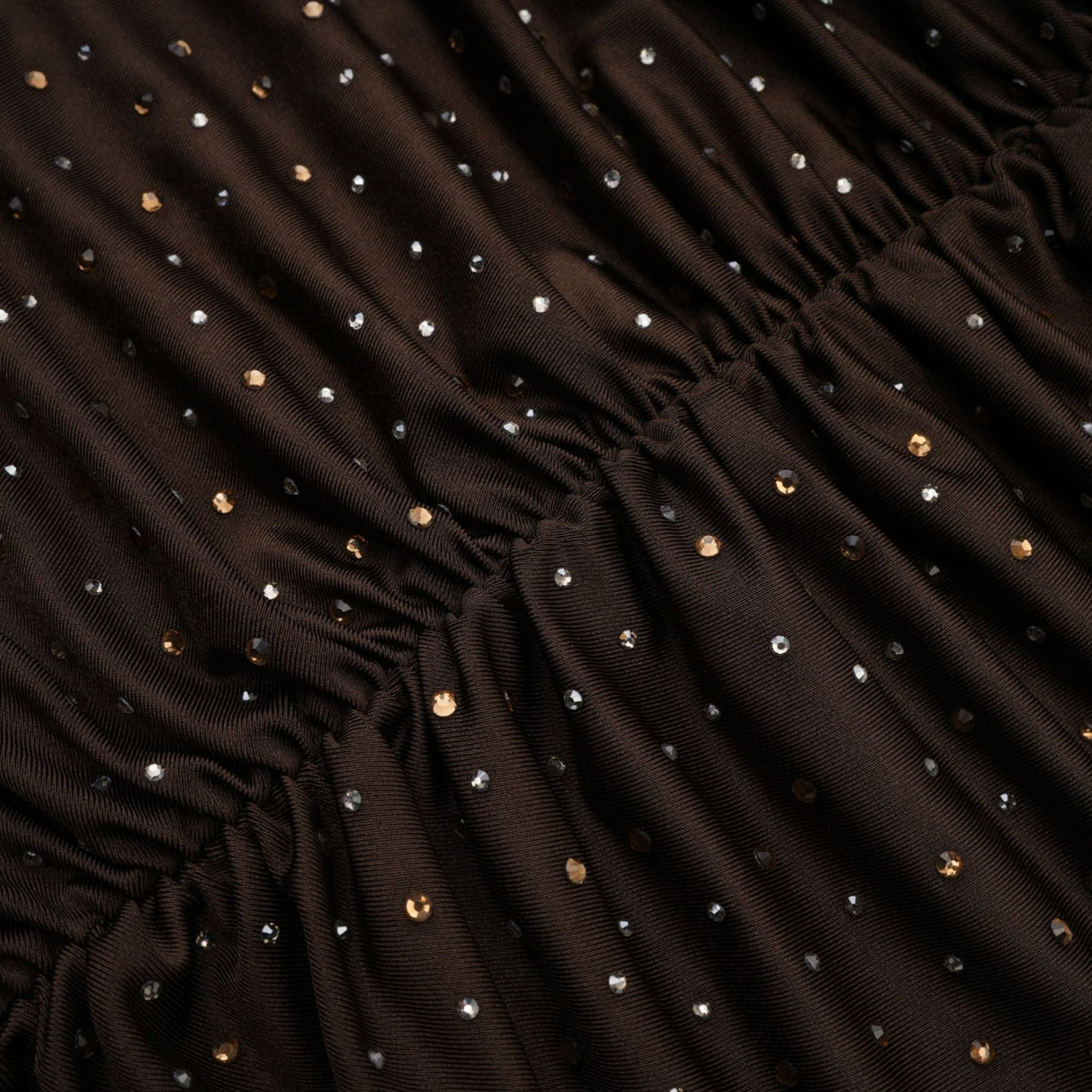 Lavinia Bodysuit Brown Crystal Embellished Detachable Sleeves