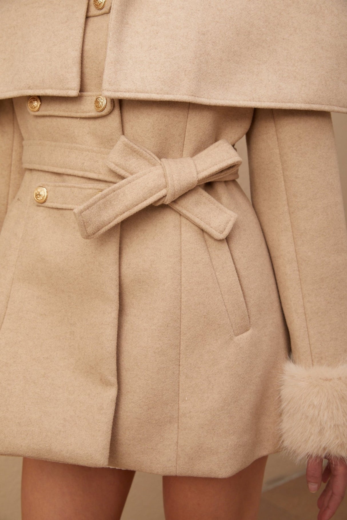 Layla Modern Coat with Detachable Cape and Scarf