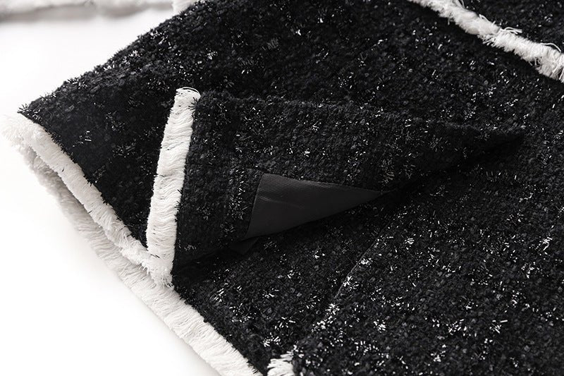 Leah Blazer & Shorts Set - Tailored Suiting - Double - Breasted Design - Structured Fit - Chic Tweed Fabric - Tone Details