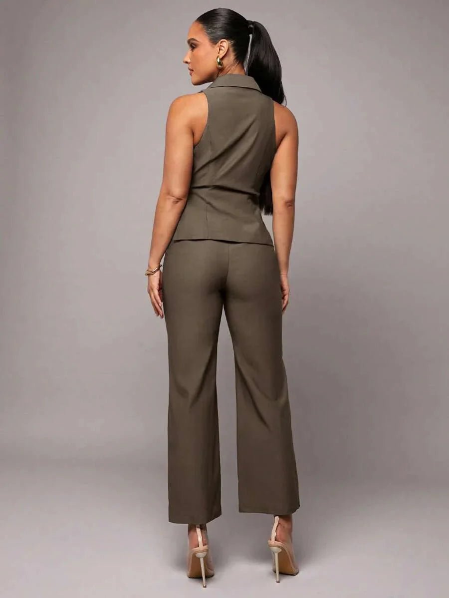 Leona Jumpsuit - Refined Style - Regular Fit - Extra Long Length - Sleeveless - High Waist Waistline - Woven Fabric - Premium Quality
