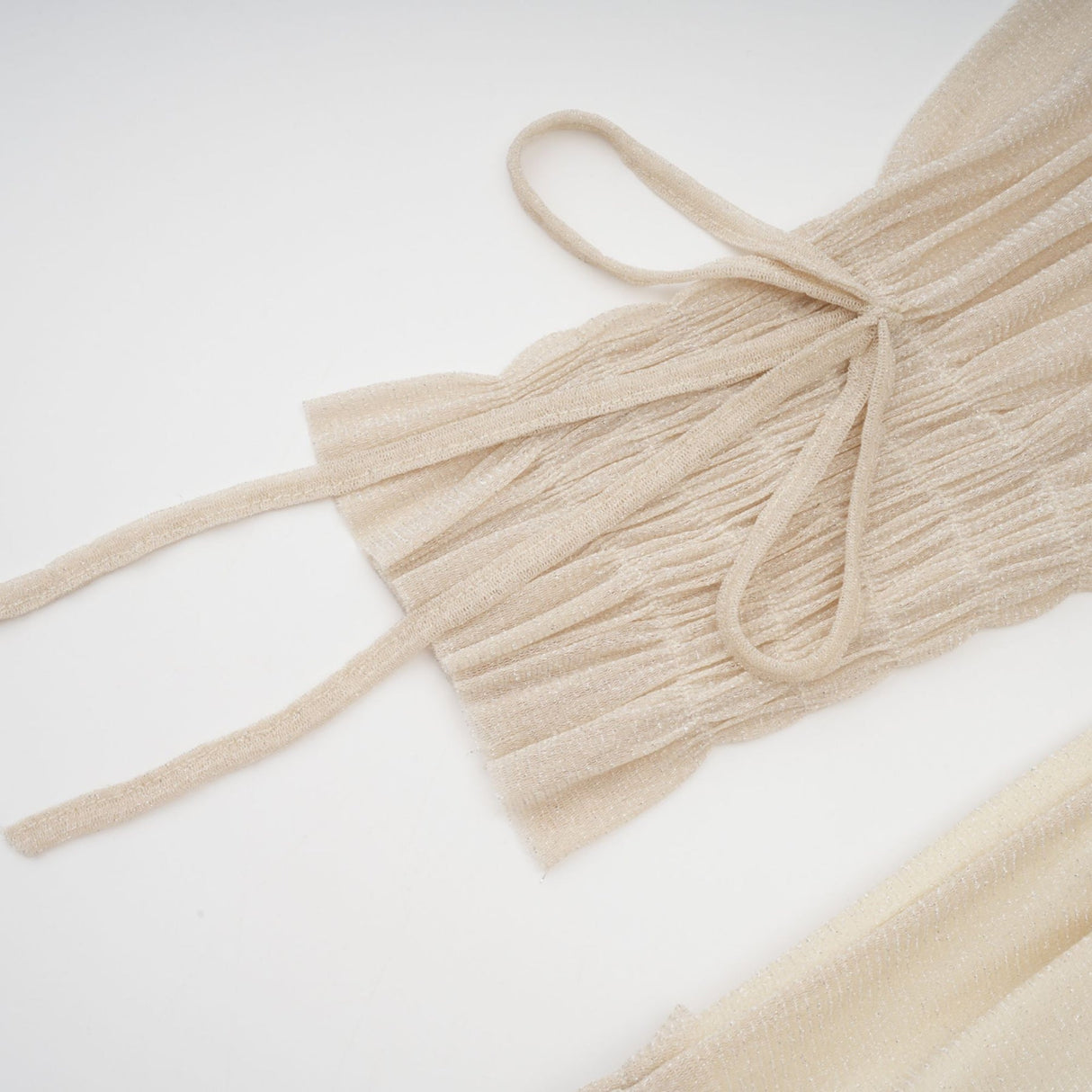 Leslie Metallic Threading Midi Dress in Neutrals