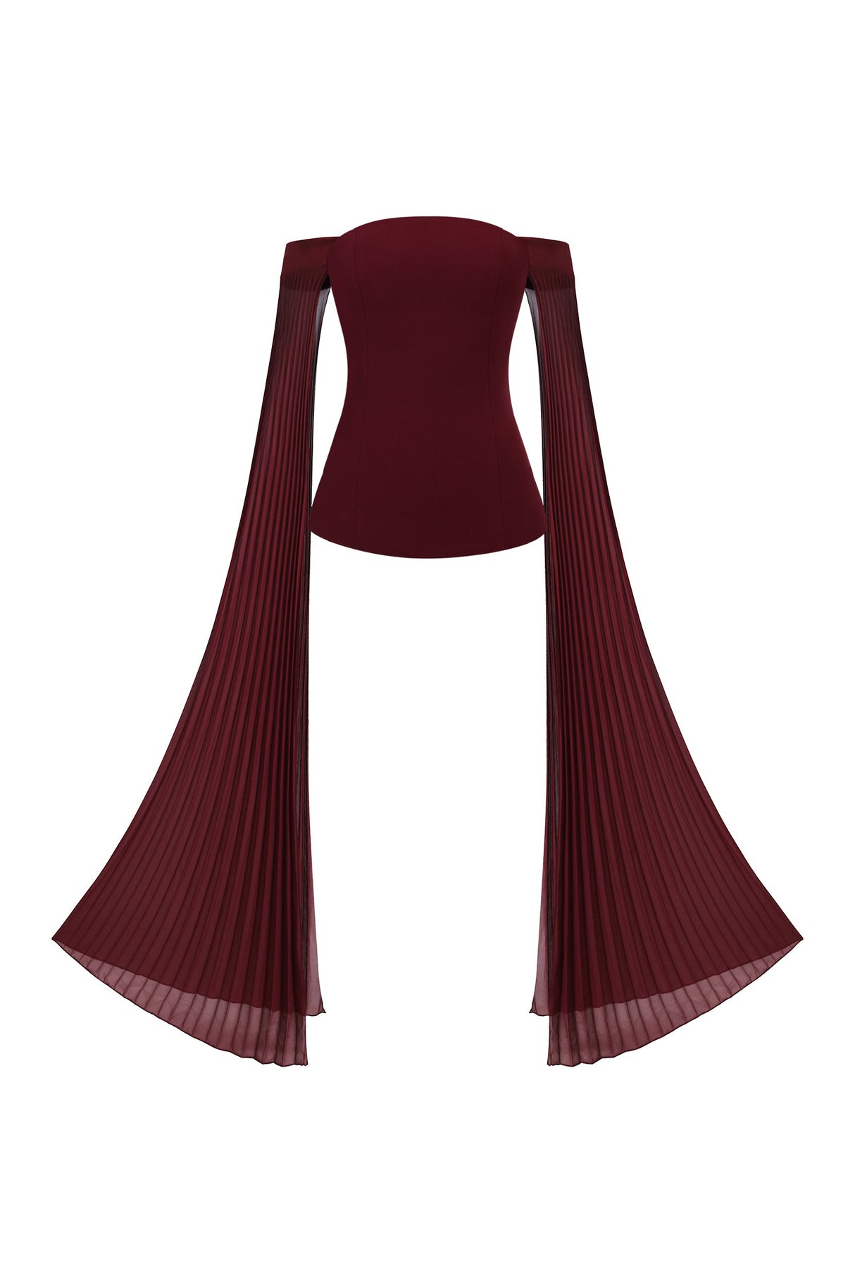 Lesly Burgundy Off-Shoulder Ruched Maxi Dress
