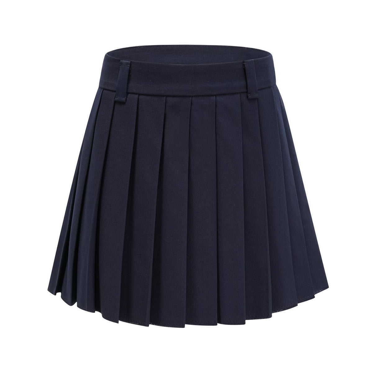 Lesly Skirt Navy Blue Embroidered Pleated ALine & Chic Mini Hem