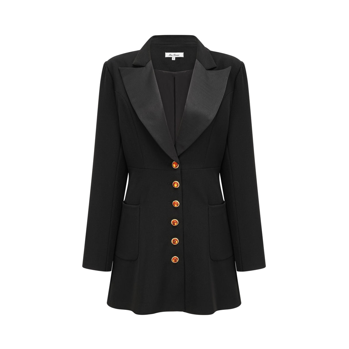 Letizia Blazer in Black Thigh Length Single Breasted Dress