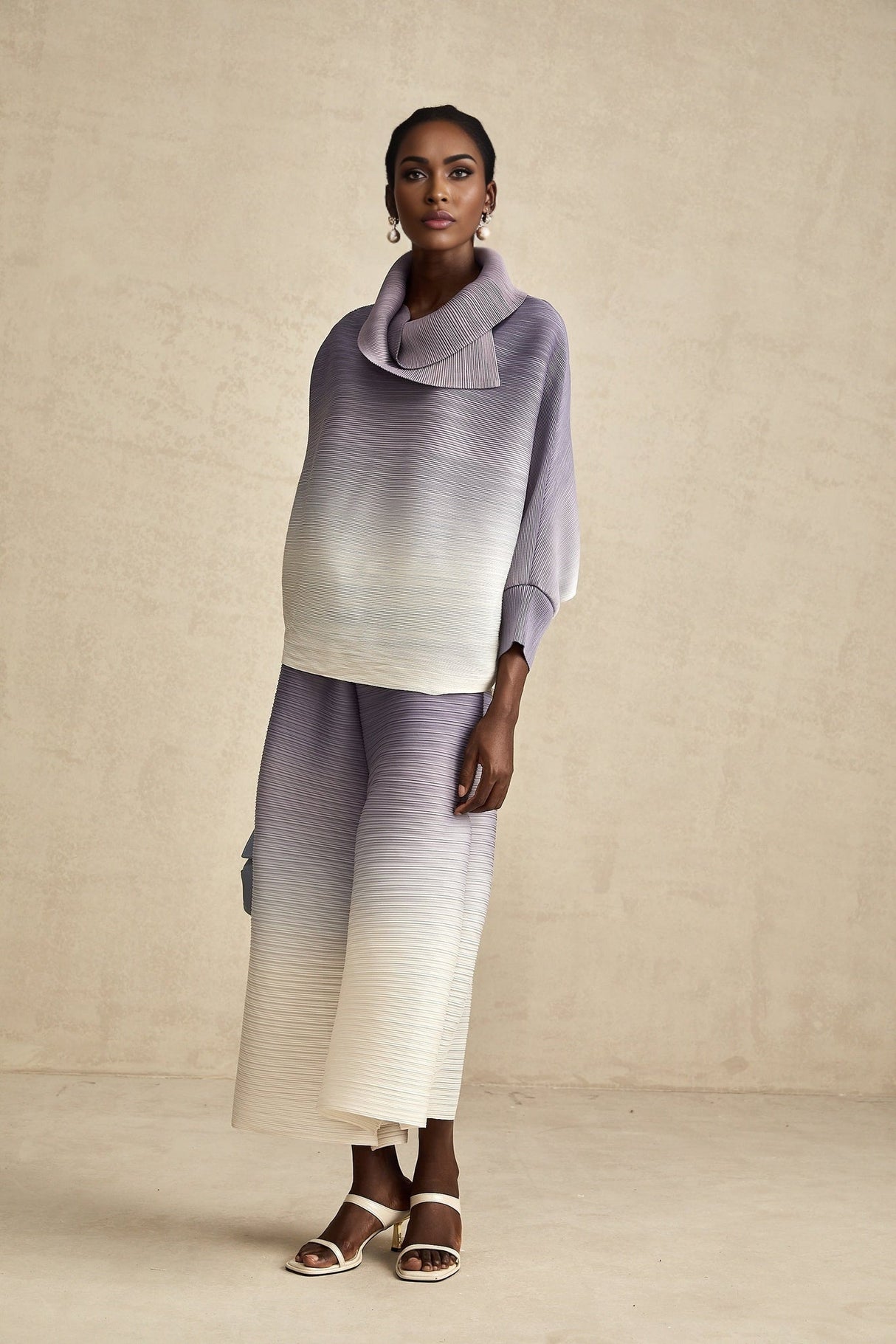 Letizia Blouse & Trousers Purple Gradient Wrinkled Set