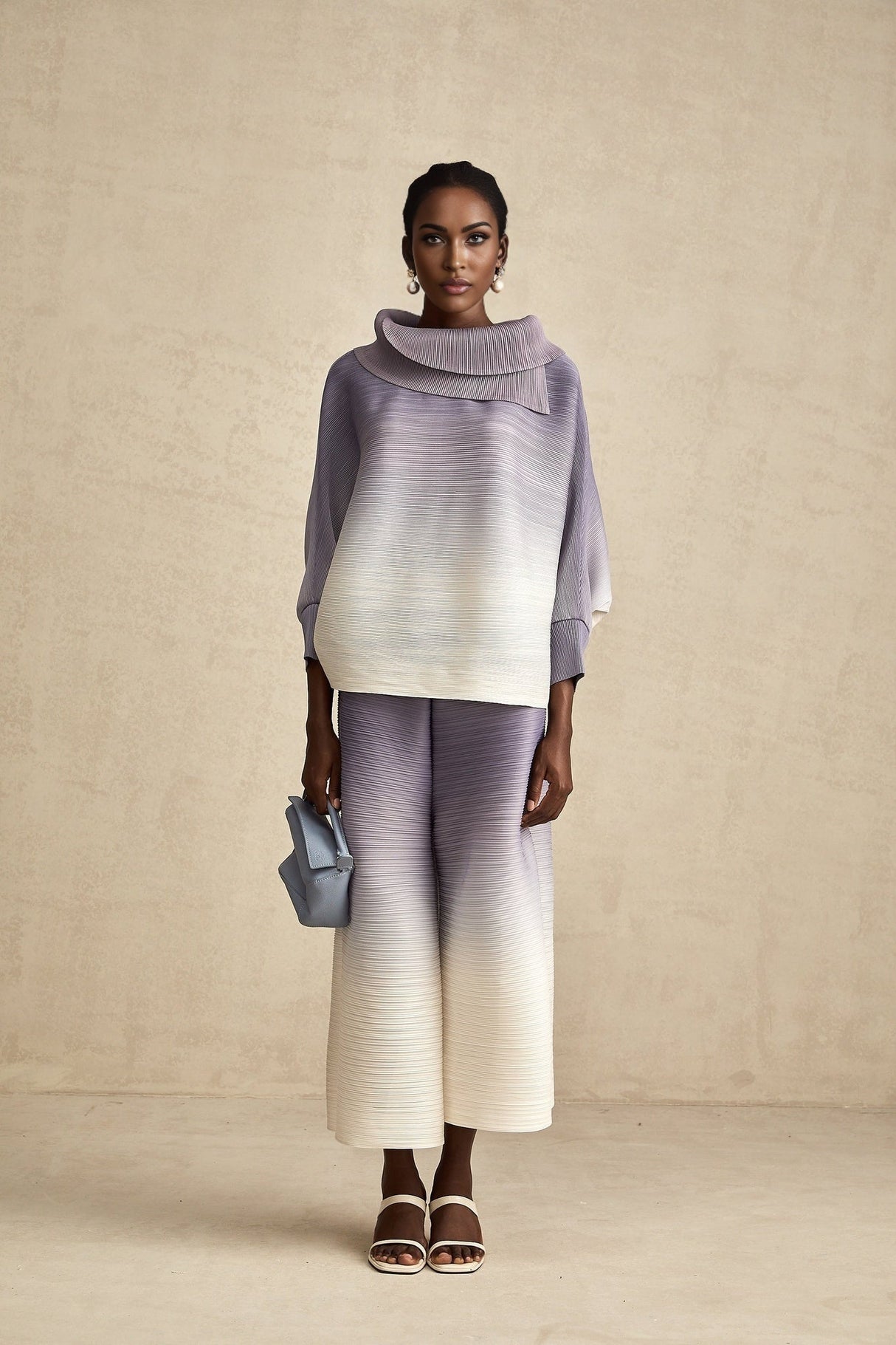 Letizia Blouse & Trousers Purple Gradient Wrinkled Set