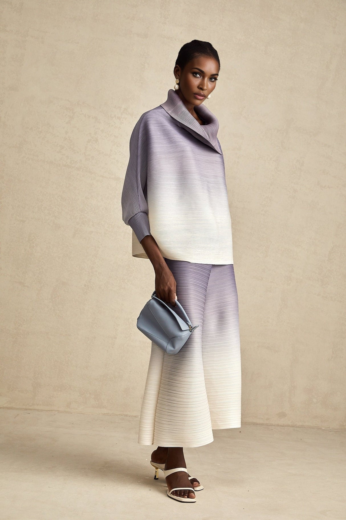 Letizia Blouse & Trousers Purple Gradient Wrinkled Set