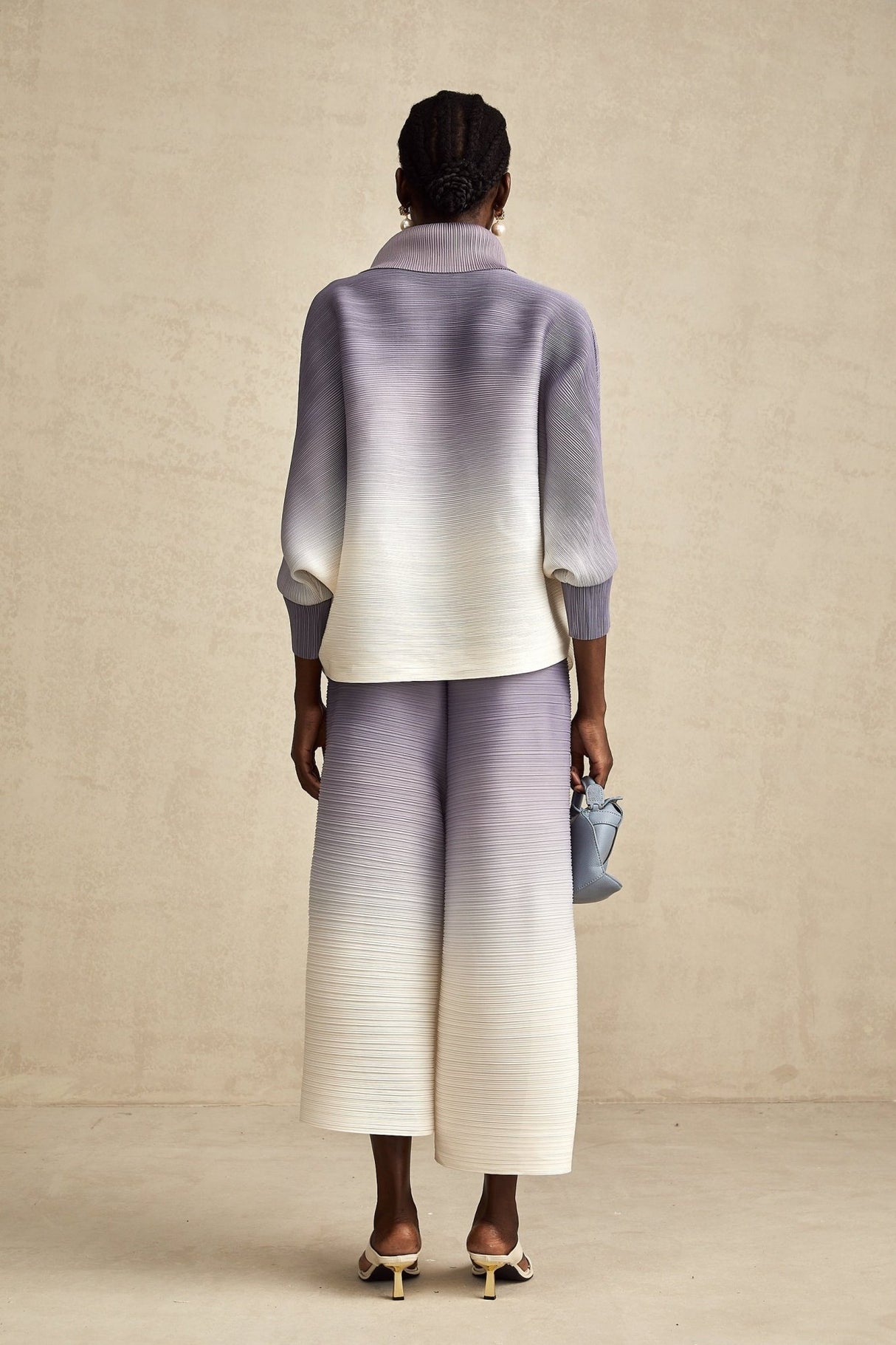 Letizia Blouse & Trousers Purple Gradient Wrinkled Set