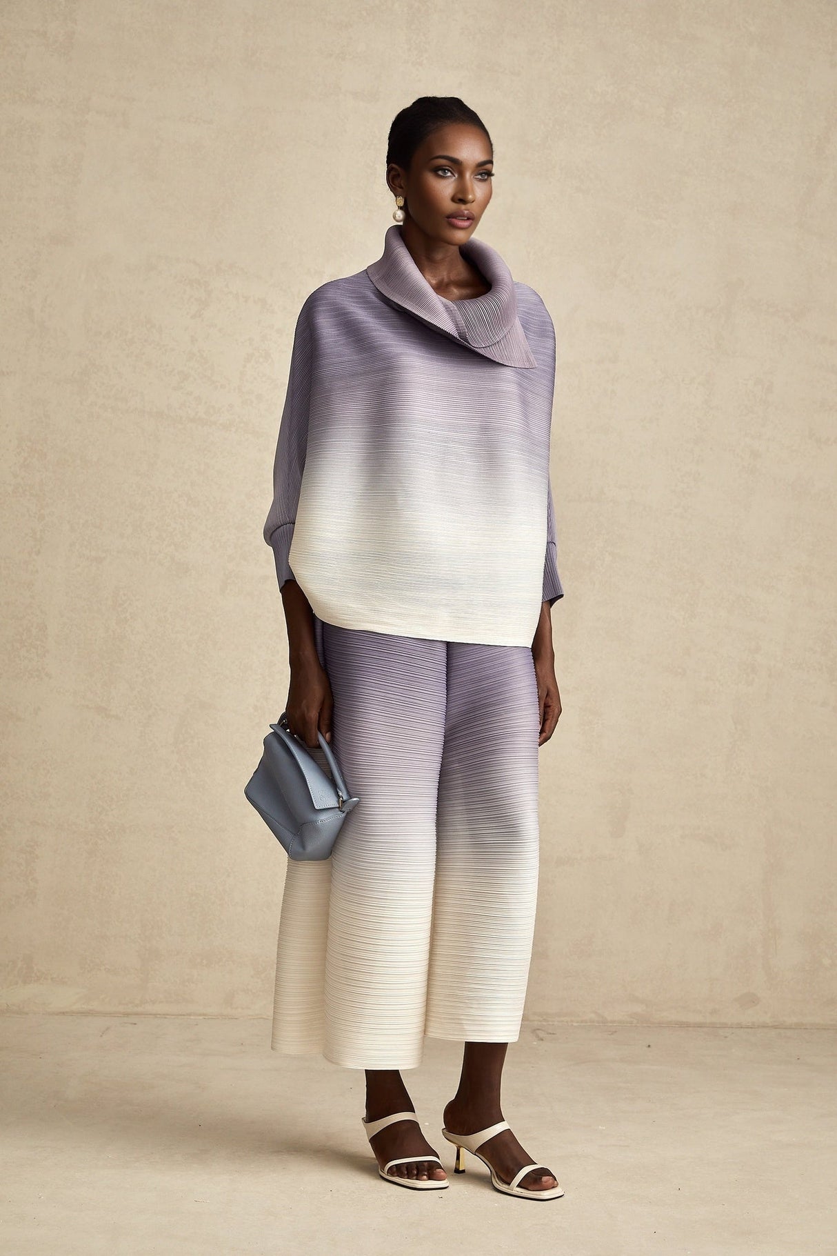 Letizia Blouse & Trousers Purple Gradient Wrinkled Set