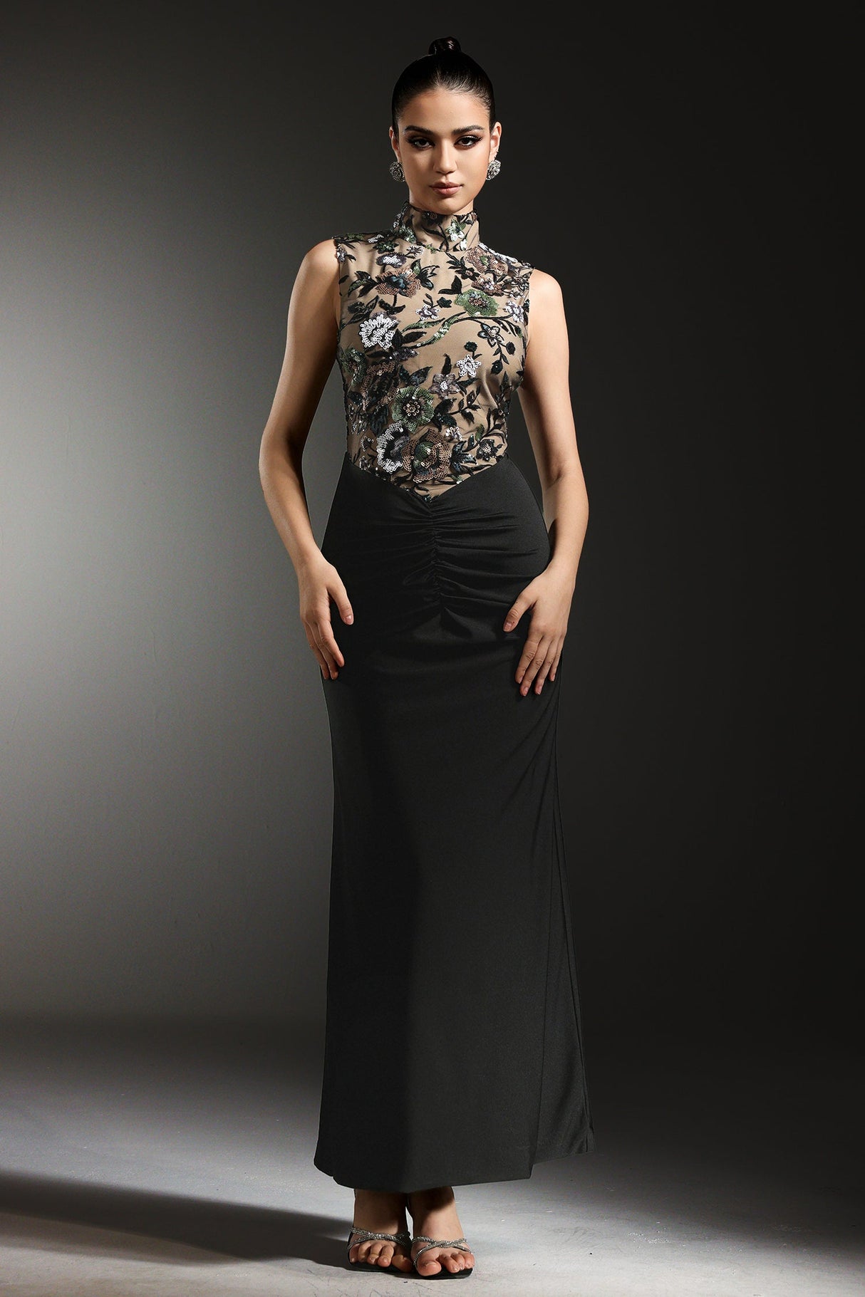 Lexi Black Floral Sequined Dress