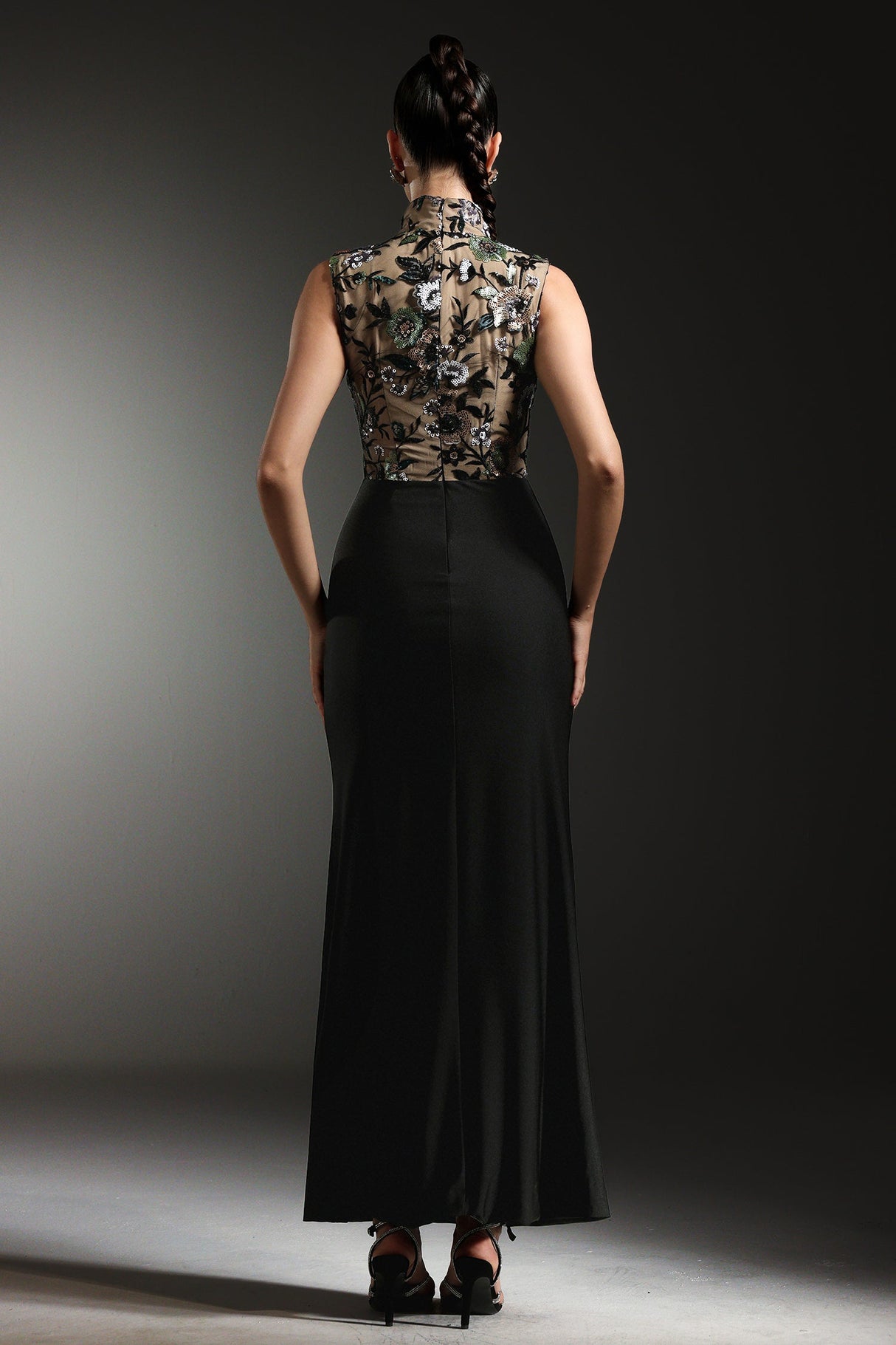 Lexi Black Floral Sequined Dress