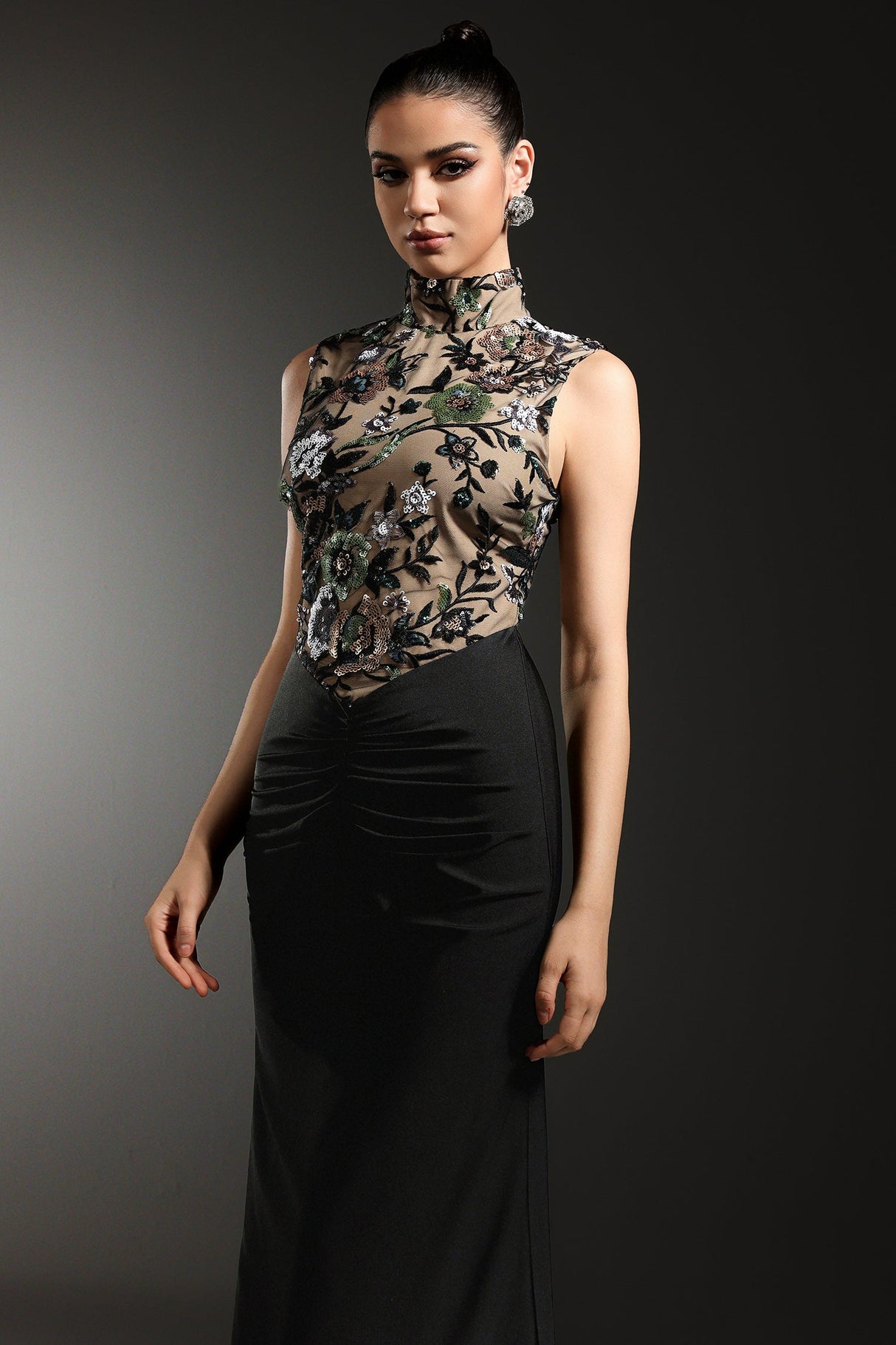 Lexi Black Floral Sequined Dress