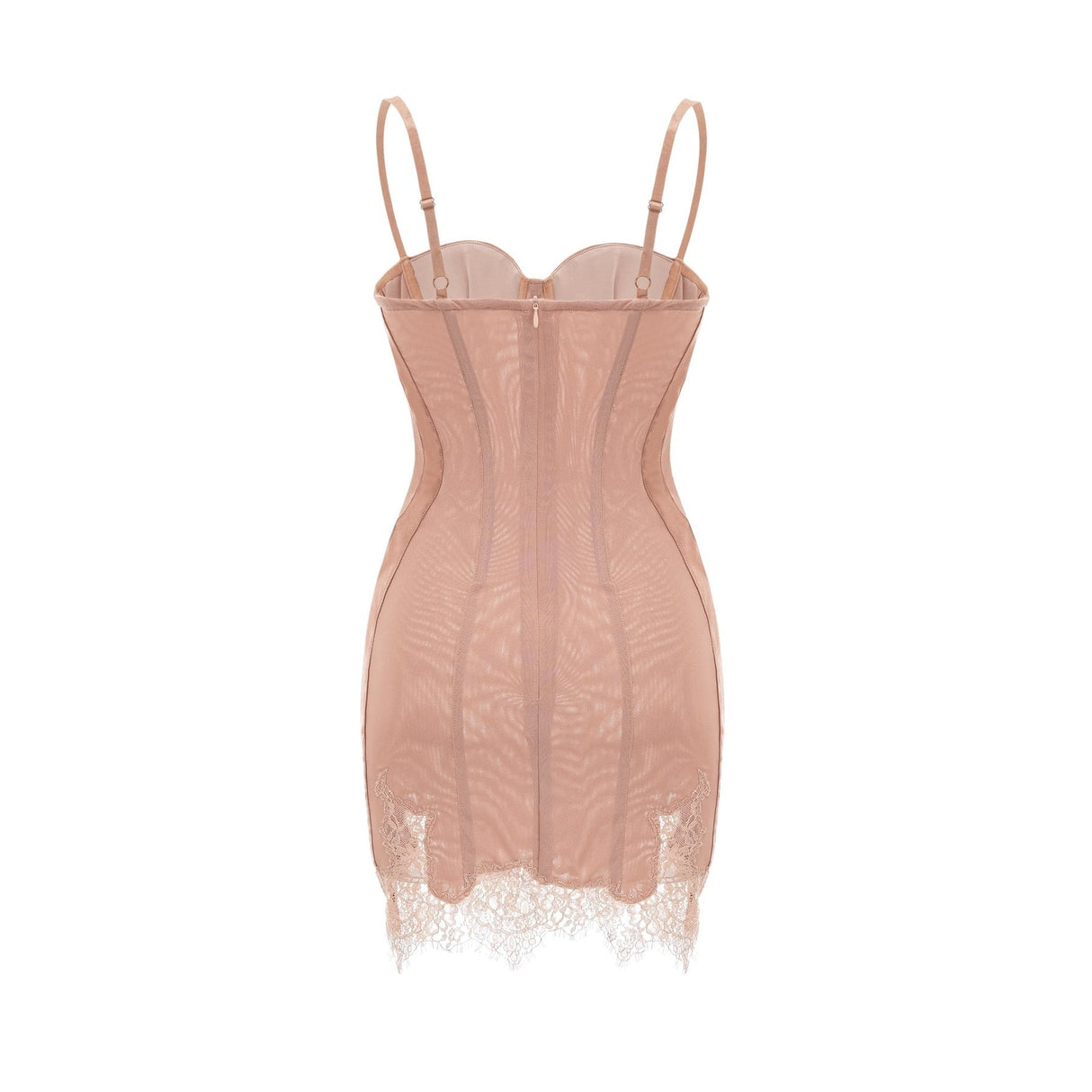 Lexi Mini Dress Pink Bustier Lace Hem & Spaghetti Straps