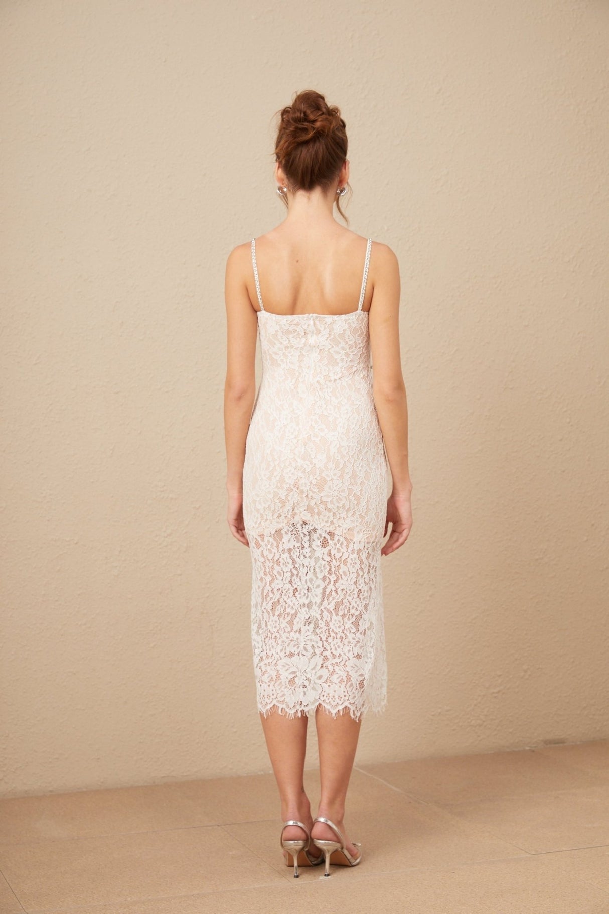 Liana Midi Dress Crystal Embellished Bustier & Flared Hem