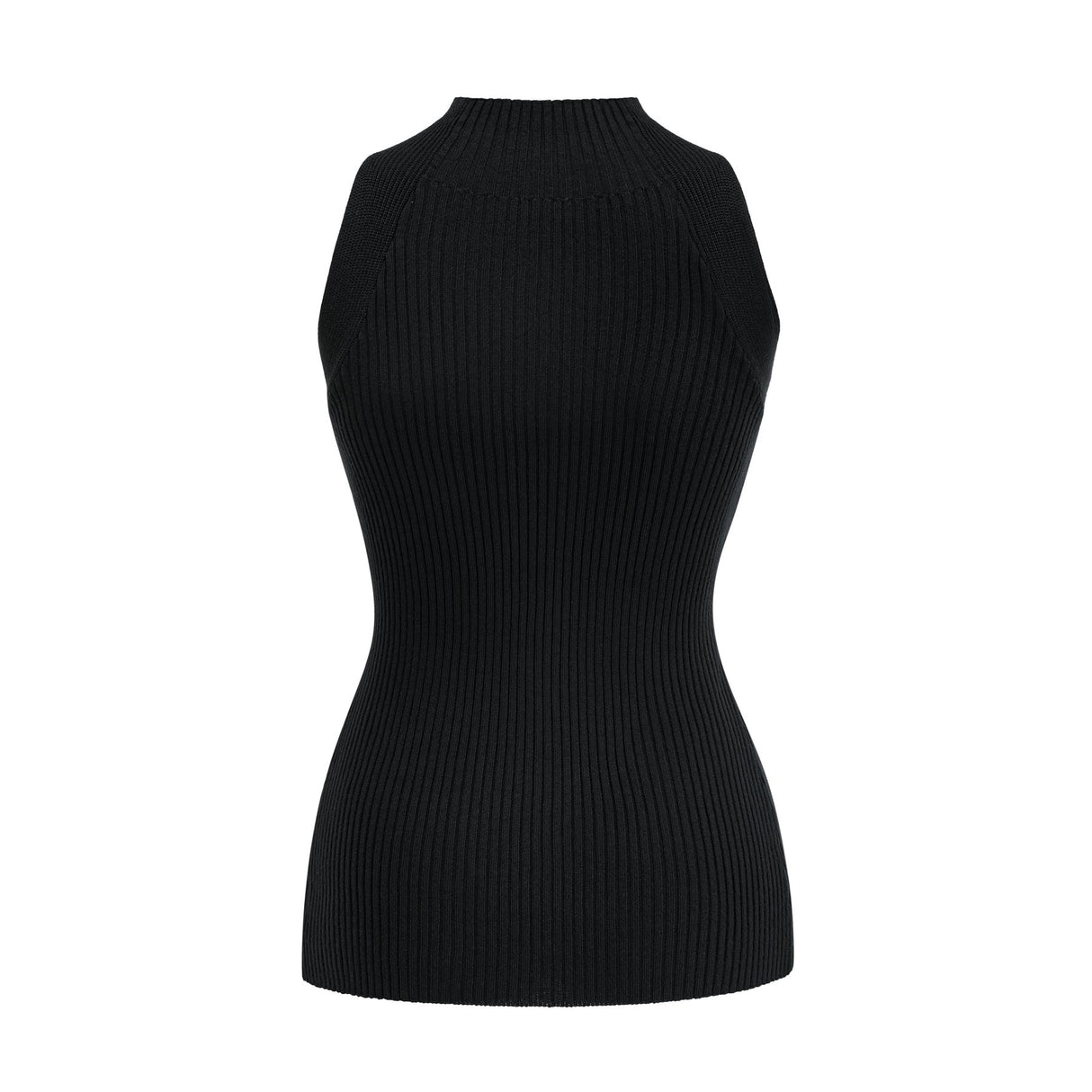 Liana Top Liana Twist Detail High Neck Sleeveless Black Ribbed