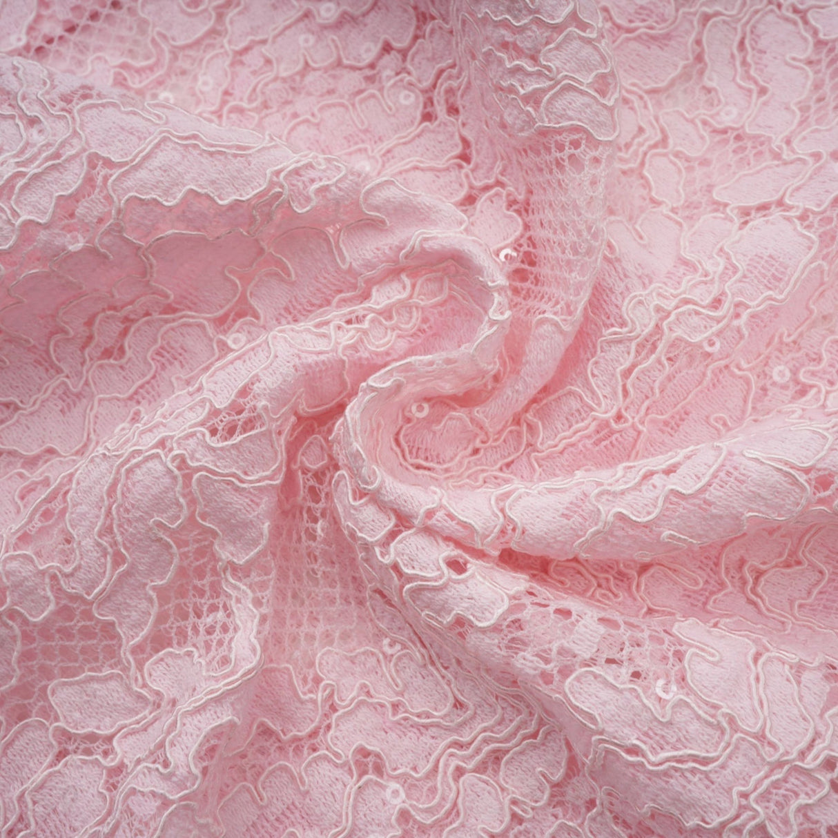 Licia Floral Midi Dress in Vibrant Pink with Lace Overlay & Crystal Embellishments