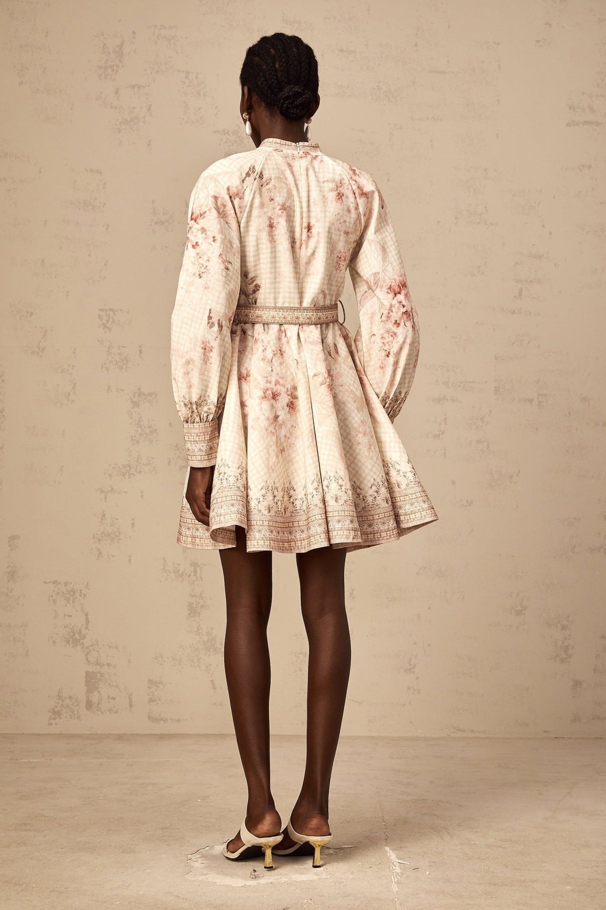 Licia Mini Dress Floral Print Belted Waist Front Button Fastening