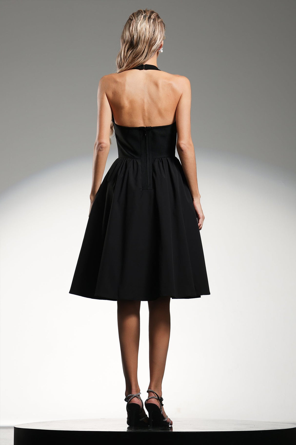 Lidia Black Halter Neckline Bow Detail Dress for Cocktail Parties and Evening Events